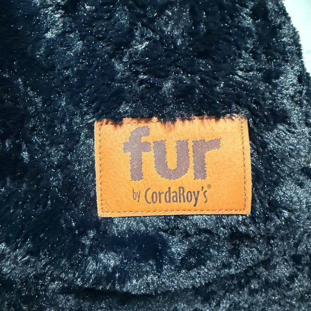 Cordaroy's Full Size Faux Fur Bean Bag Chair Cover Black Plush Soft Replacement
